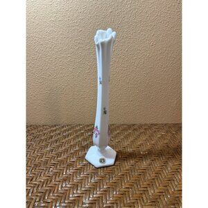 Vintage Westmoreland Milk Glass Bud Vase With Floral Design Rose Buds